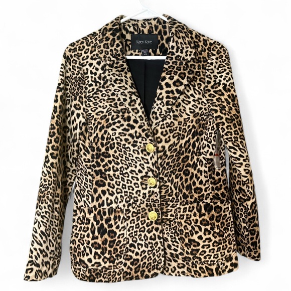 NWT Karen Kane Petite Women's Leopard Print Blazer | CORDUROY JACKET size XSP - Picture 1 of 6